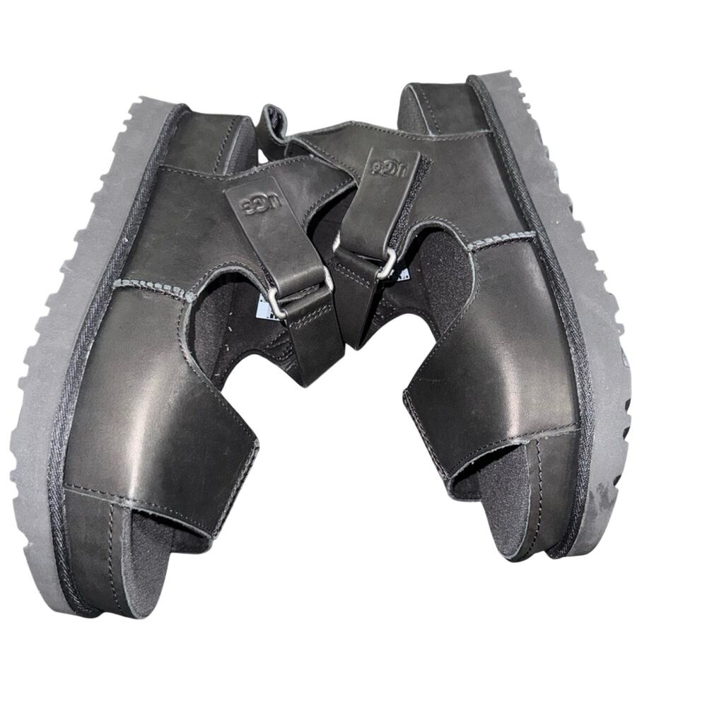 NEW UGG® BLACK PLATFORM VELCRO LEATHER GOLDENSTAR HI SANDALS SZ 9 - Picture 6 of 11
